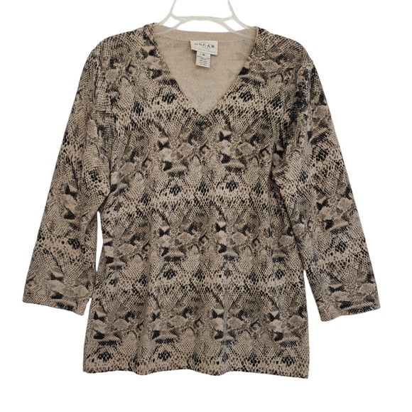 Oscar by Oscar de la Renta 100% Merino Wool Medium V-neck Soft Sweater Top - Picture 1 of 8